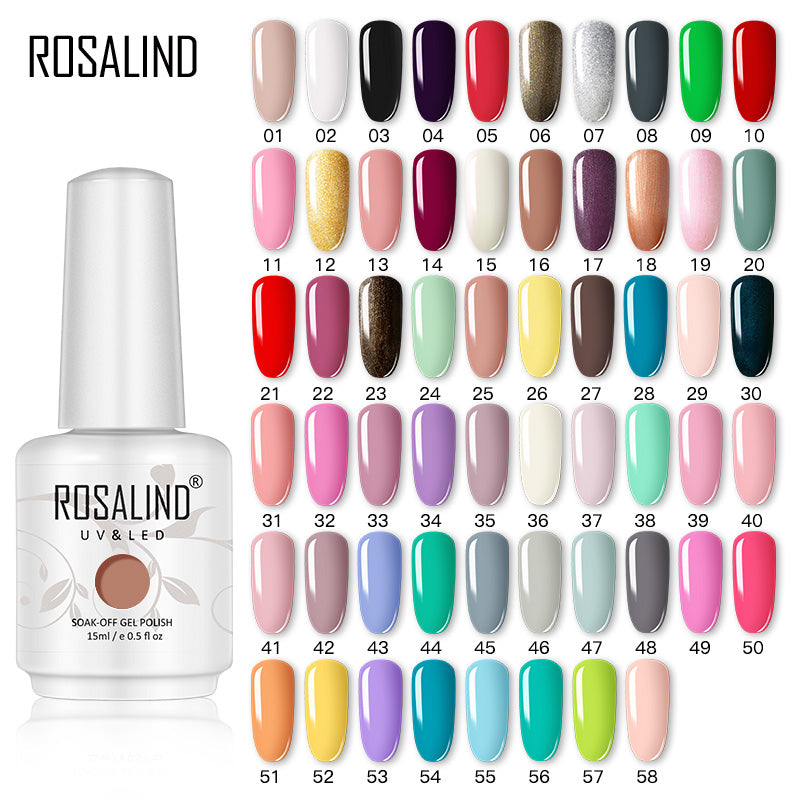 ROSALIND 58 colors 15ml Soak Off Gel Polish Bright For Nail Art Design LED/UV Lamp