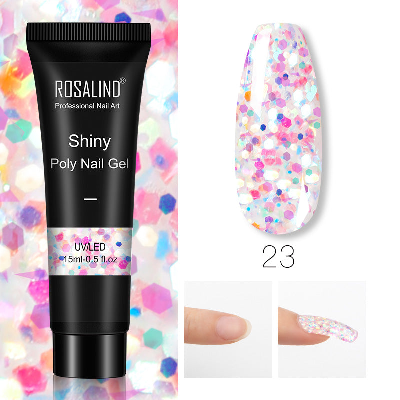 ROSALIND 15ml Glitter Poly Nail Gel 16 Fashion Colors Quick Builder Extension Say Goodbye To Short Nails