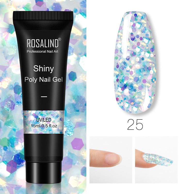 ROSALIND 15ml Glitter Poly Nail Gel 16 Fashion Colors Quick Builder Extension Say Goodbye To Short Nails