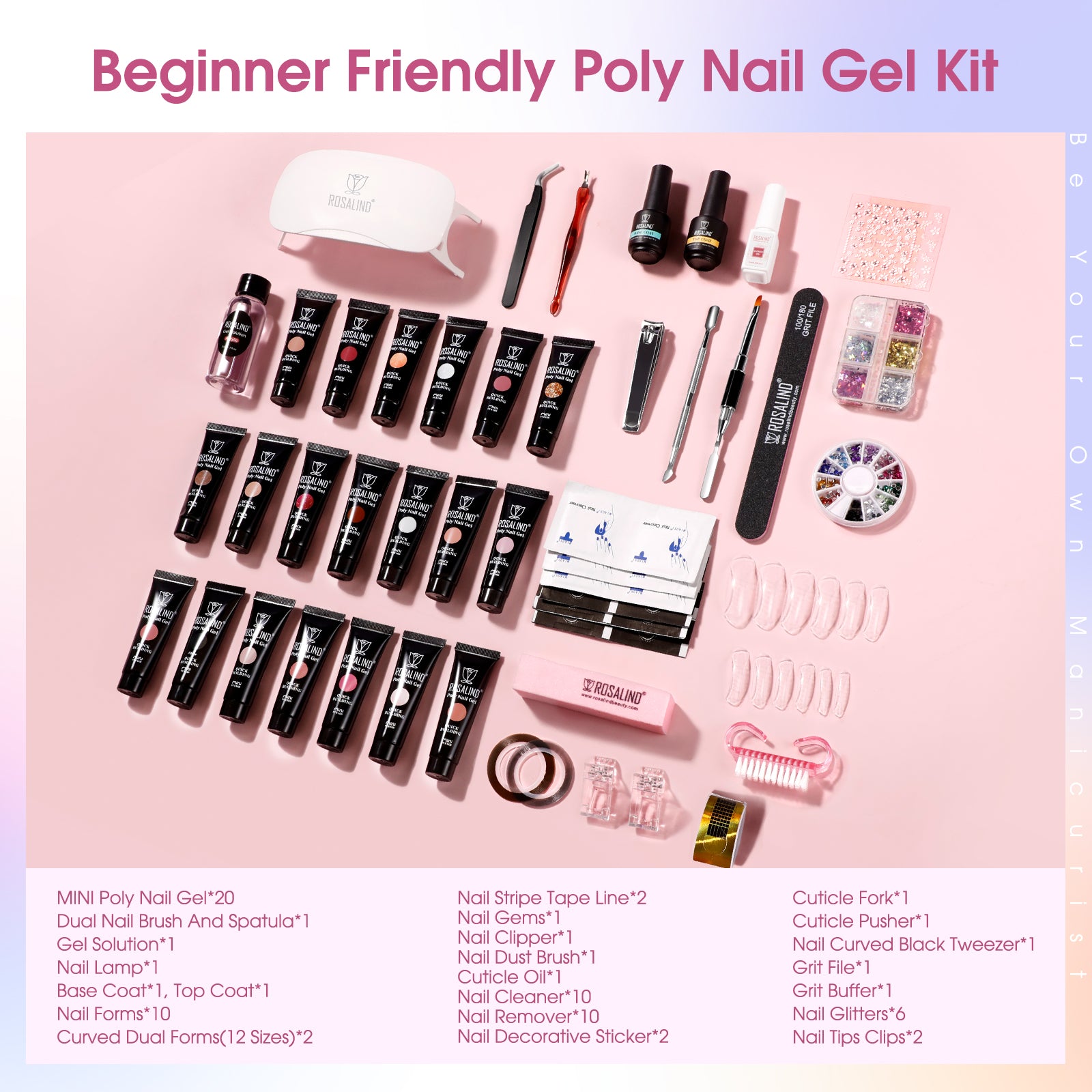 26PCS Set Mini Poly Nail Gel For Nail Art Design LED/UV Lamp