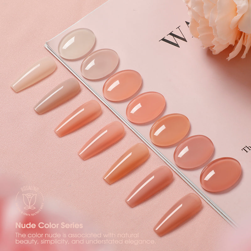 ROSALIND 12 colors Nude Pink Series Soak Off Gel Polish Bright For Nail Art Design LED/UV Lamp