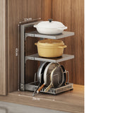 Kitchen Storage Rack,Adjustable Pot Storage Rack Under Cabinet, Kitchen Organization Storage