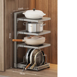 Kitchen Storage Rack,Adjustable Pot Storage Rack Under Cabinet, Free Layering Snap-On Pot Rack for Kitchen Organization Storage