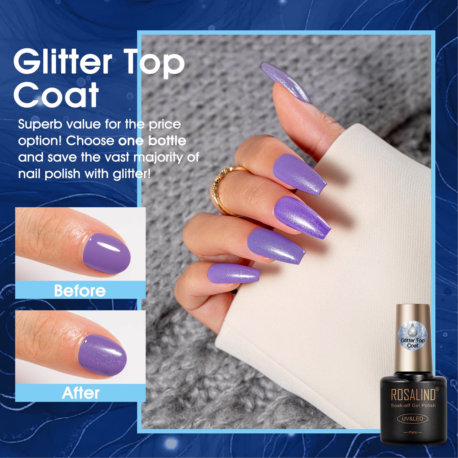 ROSALIND 24PCS Cat Eye Gel Nail Polish Set with Glitter Glossy Matte Top Coat Base Coat, Color Changing Glitter Shinny Effect Magic Gel Polish Set Soak Off Nail Gel Polish Nail Art