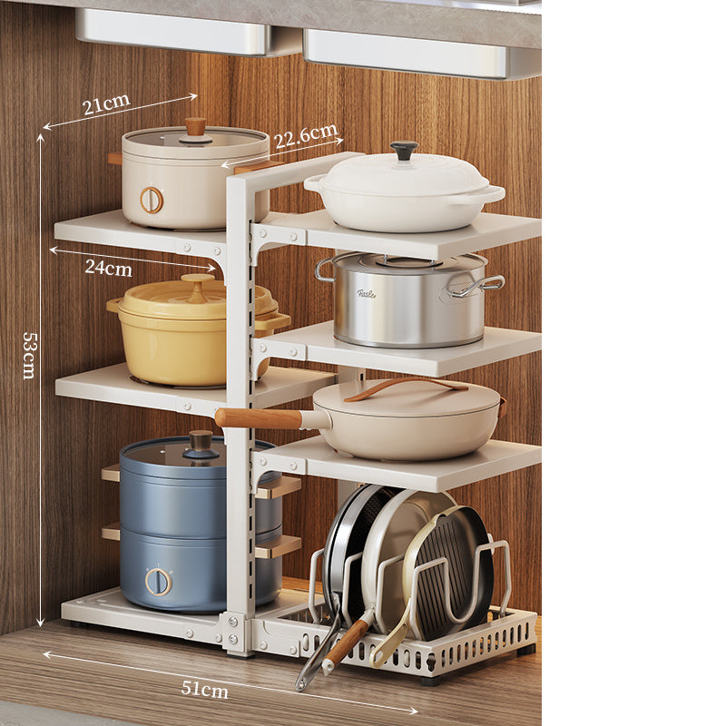 Kitchen Storage Rack,Adjustable Pot Storage Rack Under Cabinet, Kitchen Organization Storage
