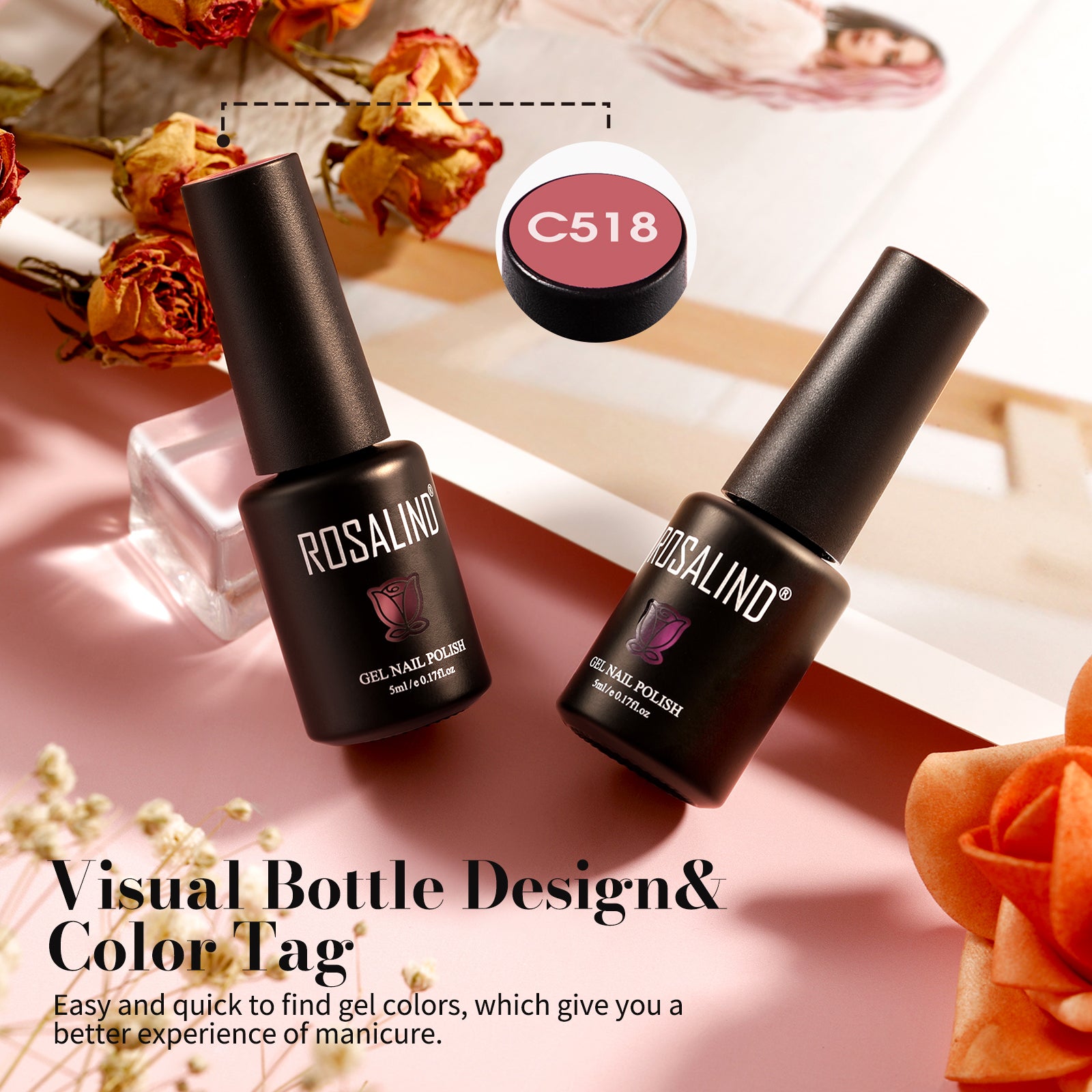 ROSALIND Nude Color Nail Gel Polish 8pcs Set Mini Series