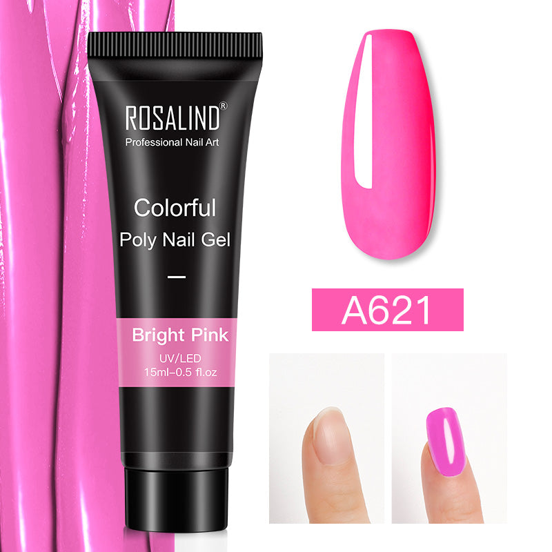 ROSALIND 15ml Glitter Poly Nail Gel 16 Fashion Colors Quick Builder Extension Say Goodbye To Short Nails