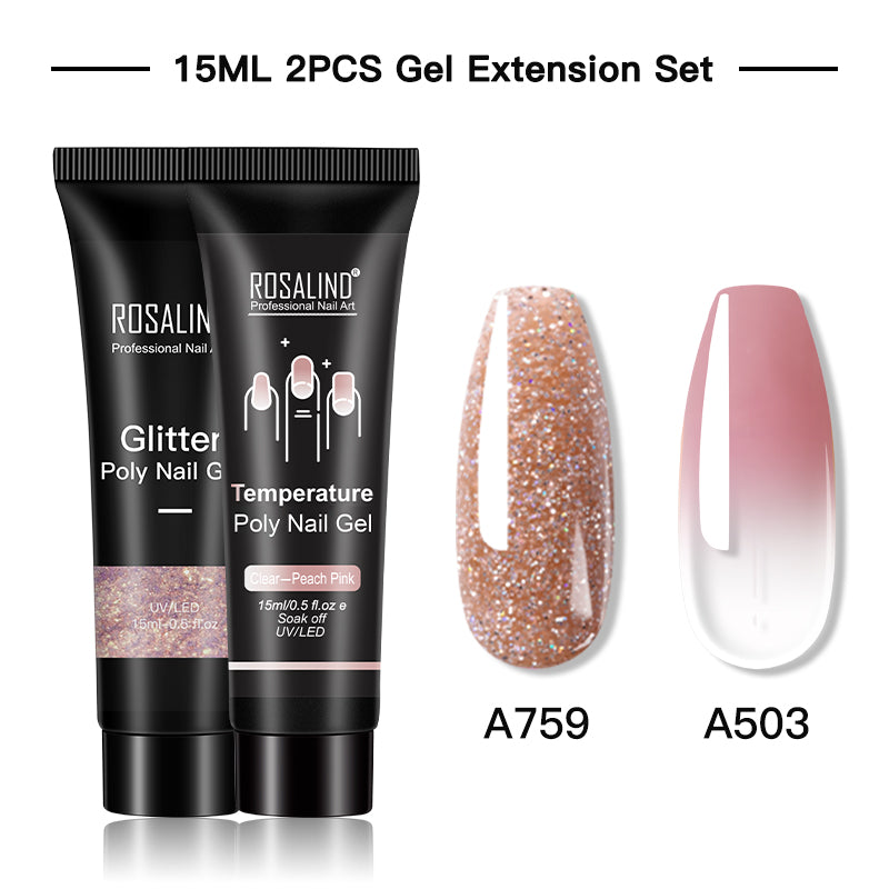 ROSALIND 15ML Poly Nail Gel Kit For Building Semi Permanent Nail Extension Gel All For Manicure Professional Nail Art Set Of Tools