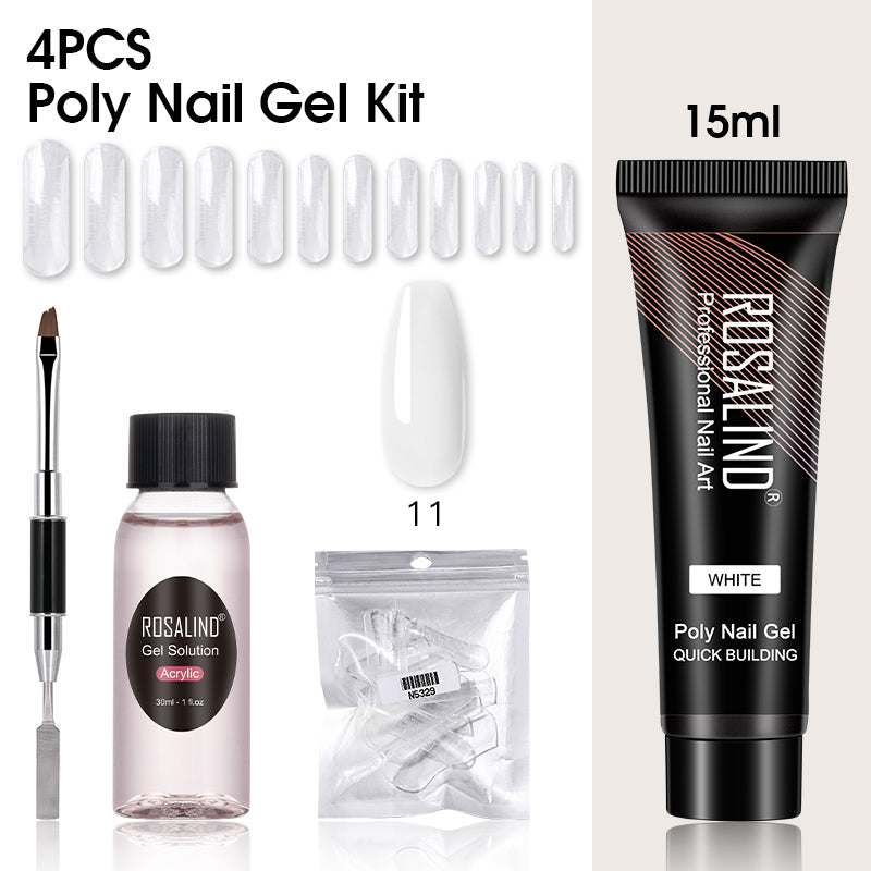 ROSALIND 15ML Poly Nail Gel Kit For Building Semi Permanent Nail Extension Gel All For Manicure Professional Nail Art Set Of Tools
