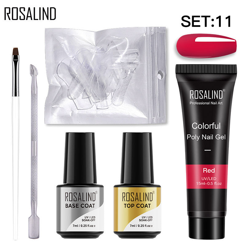 ROSALIND 15ML Poly Nail Gel Kit For Building Semi Permanent Nail Extension Gel All For Manicure Professional Nail Art Set Of Tools