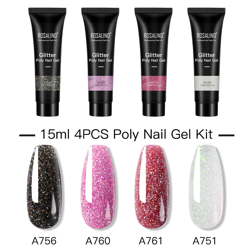 ROSALIND 15ML Poly Nail Gel Kit For Building Semi Permanent Nail Extension Gel All For Manicure Professional Nail Art Set Of Tools