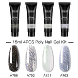 ROSALIND 15ML Poly Nail Gel Kit For Building Semi Permanent Nail Extension Gel All For Manicure Professional Nail Art Set Of Tools