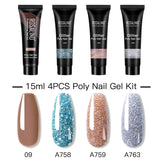 ROSALIND 15ML Poly Nail Gel Kit For Building Semi Permanent Nail Extension Gel All For Manicure Professional Nail Art Set Of Tools