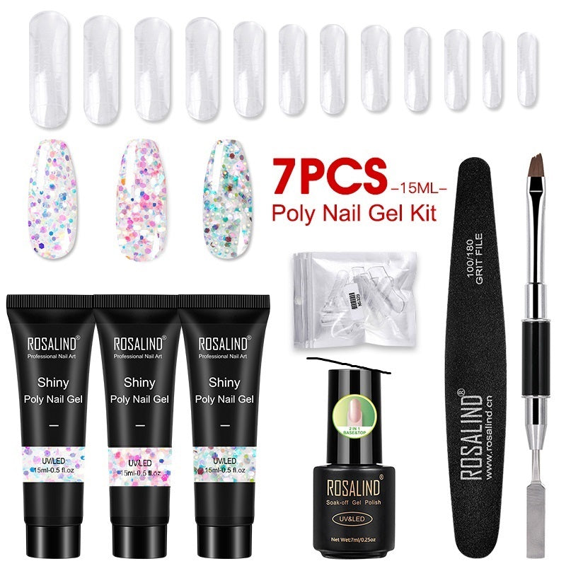 ROSALIND 15ML Poly Nail Gel Kit For Building Semi Permanent Nail Extension Gel All For Manicure Professional Nail Art Set Of Tools