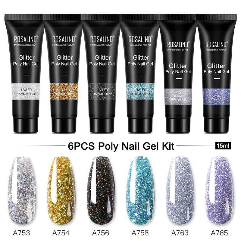 ROSALIND 15ML Poly Nail Gel Kit For Building Semi Permanent Nail Extension Gel All For Manicure Professional Nail Art Set Of Tools