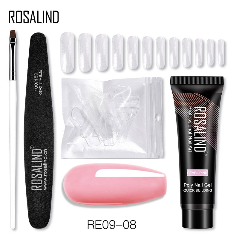 ROSALIND 15ML Poly Nail Gel Kit For Building Semi Permanent Nail Extension Gel All For Manicure Professional Nail Art Set Of Tools