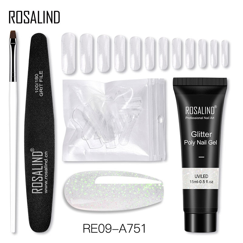 ROSALIND 15ML Poly Nail Gel Kit For Building Semi Permanent Nail Extension Gel All For Manicure Professional Nail Art Set Of Tools