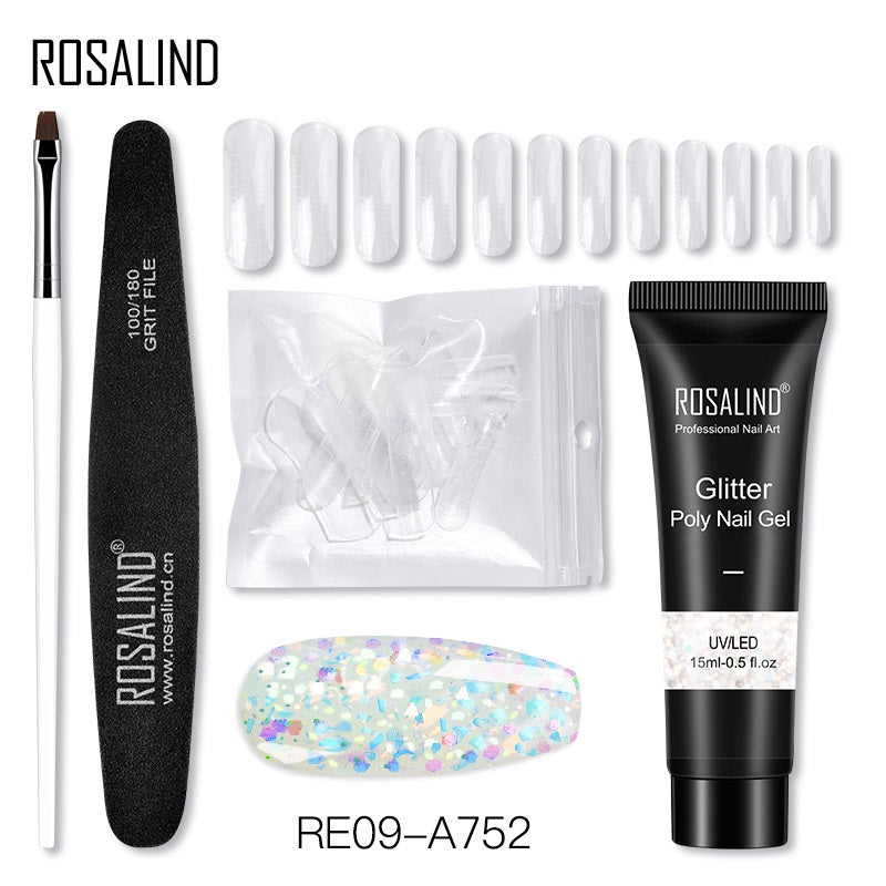 ROSALIND 15ML Poly Nail Gel Kit For Building Semi Permanent Nail Extension Gel All For Manicure Professional Nail Art Set Of Tools