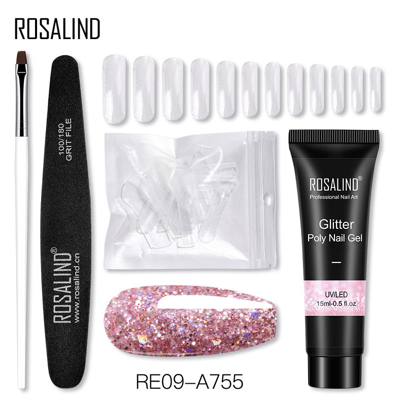 ROSALIND 15ML Poly Nail Gel Kit For Building Semi Permanent Nail Extension Gel All For Manicure Professional Nail Art Set Of Tools