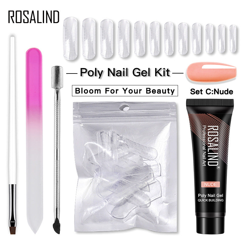 ROSALIND 15ML Poly Nail Gel Kit For Building Semi Permanent Nail Extension Gel All For Manicure Professional Nail Art Set Of Tools