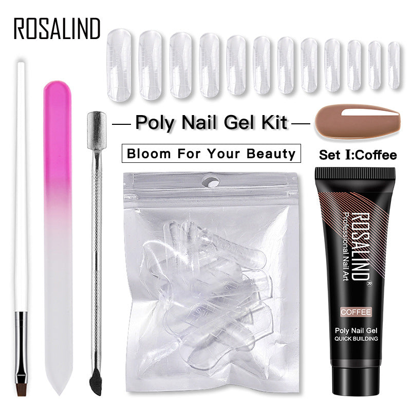 ROSALIND 15ML Poly Nail Gel Kit For Building Semi Permanent Nail Extension Gel All For Manicure Professional Nail Art Set Of Tools
