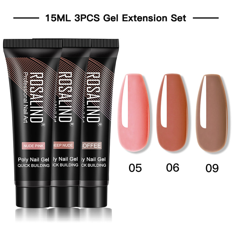ROSALIND 15ML Poly Nail Gel Kit For Building Semi Permanent Nail Extension Gel All For Manicure Professional Nail Art Set Of Tools