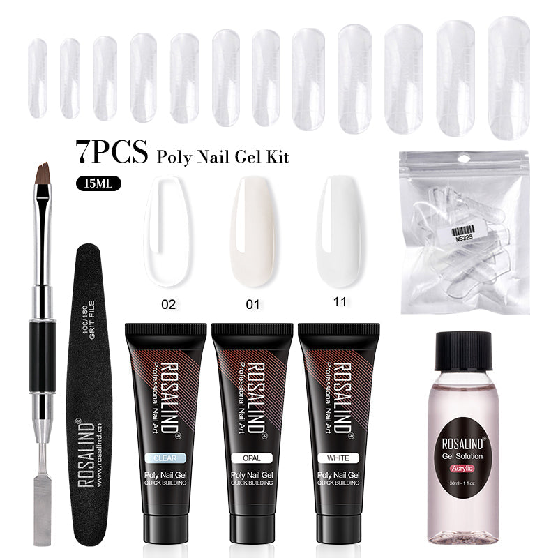 ROSALIND 15ML Poly Nail Gel Kit For Building Semi Permanent Nail Extension Gel All For Manicure Professional Nail Art Set Of Tools