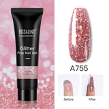 ROSALIND 15ml Glitter Poly Nail Gel 16 Fashion Colors Quick Builder Extension Say Goodbye To Short Nails