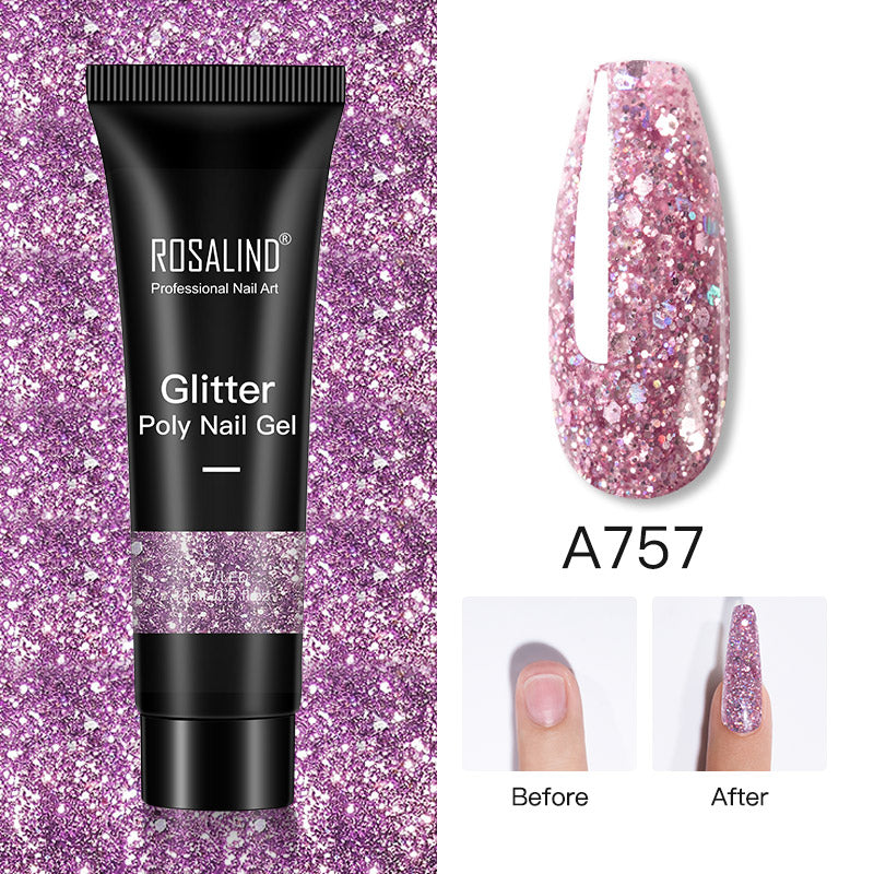 ROSALIND 15ml Glitter Poly Nail Gel 16 Fashion Colors Quick Builder Extension Say Goodbye To Short Nails