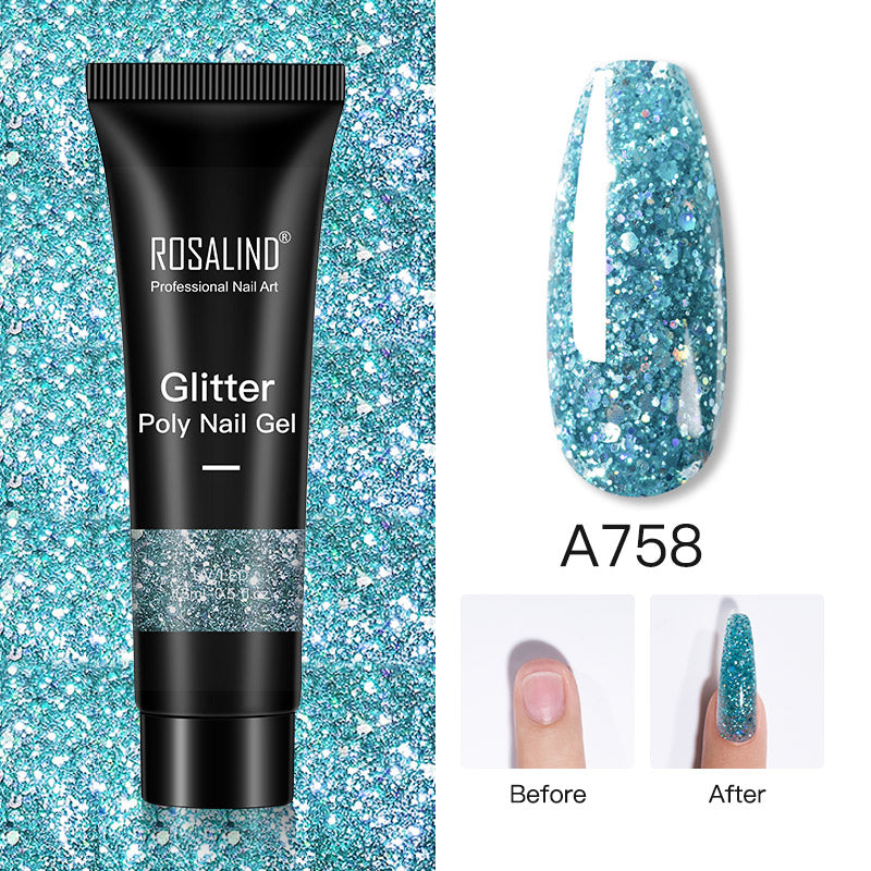 ROSALIND 15ml Glitter Poly Nail Gel 16 Fashion Colors Quick Builder Extension Say Goodbye To Short Nails