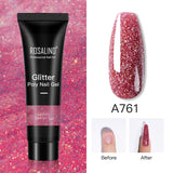 ROSALIND 15ml Glitter Poly Nail Gel 16 Fashion Colors Quick Builder Extension Say Goodbye To Short Nails