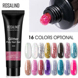 ROSALIND 15ml Glitter Poly Nail Gel 16 Fashion Colors Quick Builder Extension Say Goodbye To Short Nails