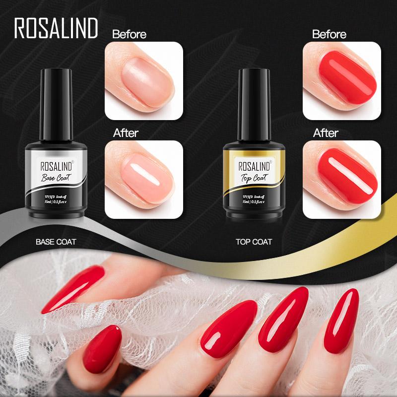 ROSALIND 15ml Gel Polish Set Base & Top Coat Soak Off Nail Art Decorations UV/LED Lamp