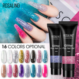 ROSALIND 15ml Glitter Poly Nail Gel 16 Fashion Colors Quick Builder Extension Say Goodbye To Short Nails