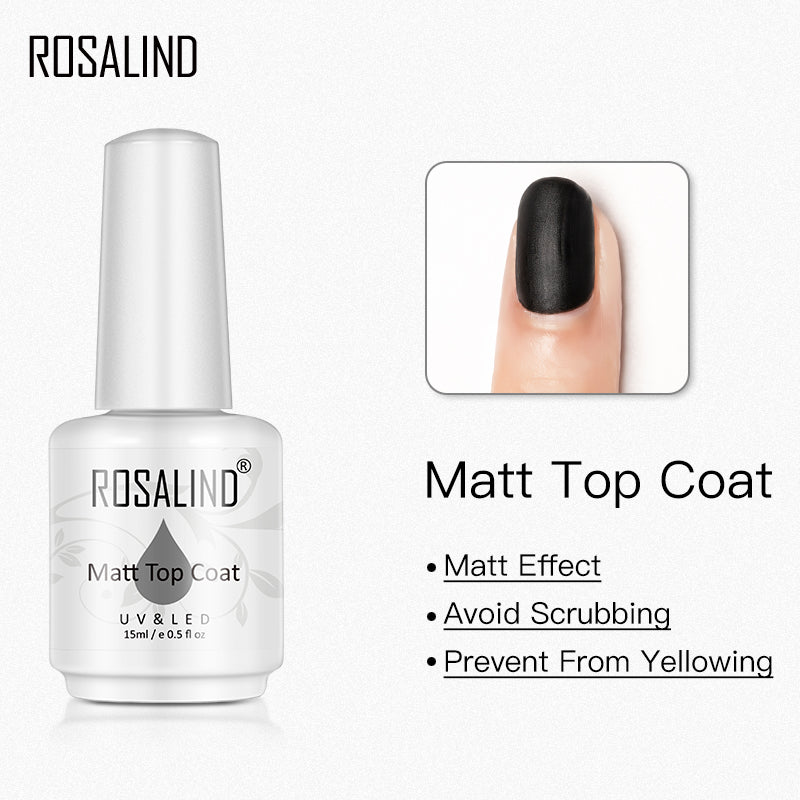 ROSALIND 4pcs/kit Gel Polish Kit Primer Base Coat Top Coat Matt Top Coat 15 ml/pc Bright For Nail Art Design