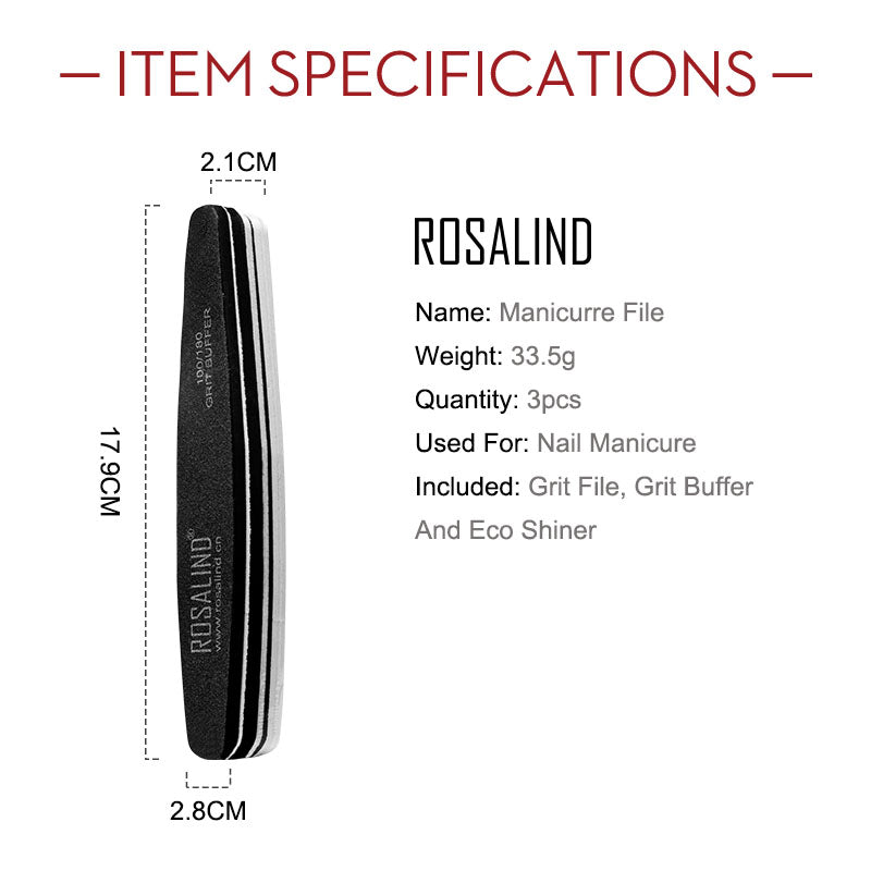 ROSALIND Sanding Nail Files Grinding Buffer Pedicure Manicure Polish Beauty Tools Nail Care Professional Nail Files