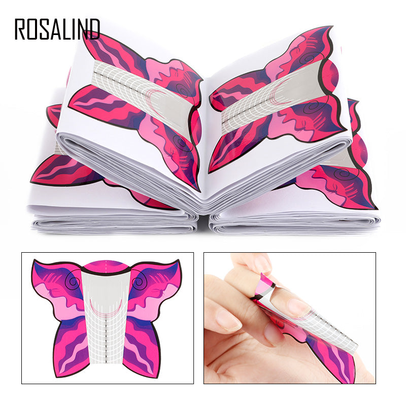 Rosalind 100Pcs Professional Nail Forms Nail Extension Forms Women Salon French Acrylic Nail Sticker Art Tools