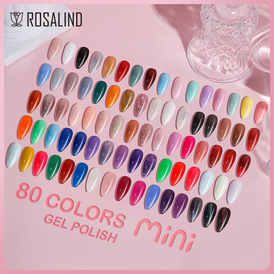ROSALIND 80 Colors Mini Soak Off Gel Polish Bright For Nail Art Design LED/UV Lamp SKU FA20