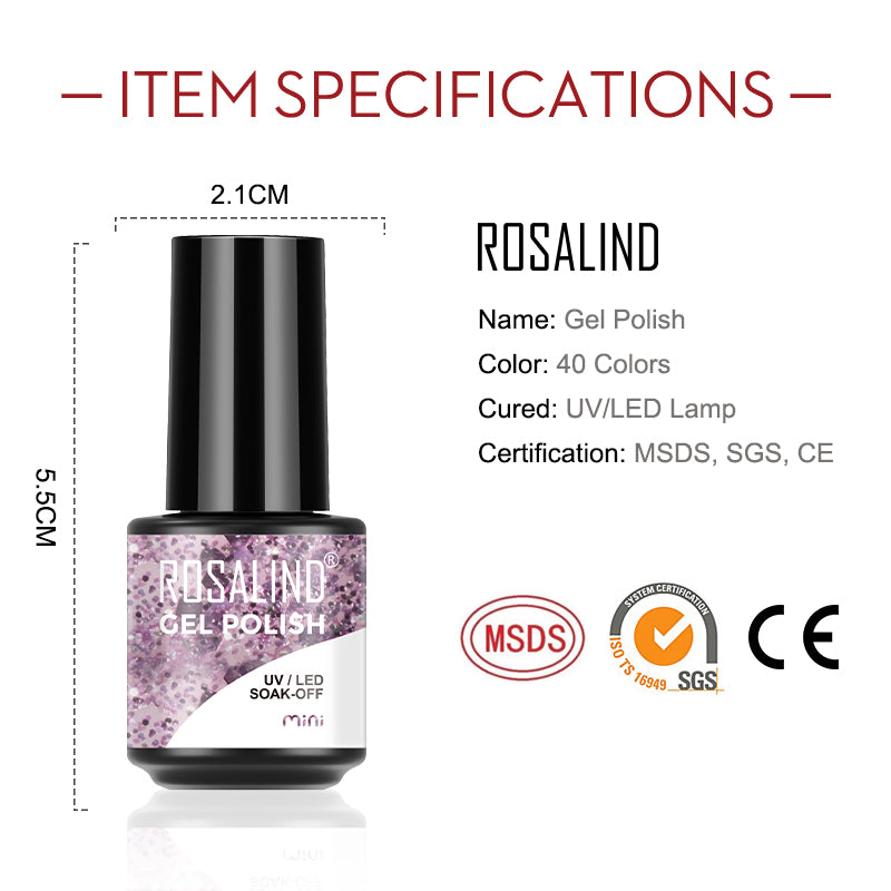 ROSALIND Mini Soak Off Gel Polish Set 4PCS Set Bright For Nail Art Design LED/UV Lamp