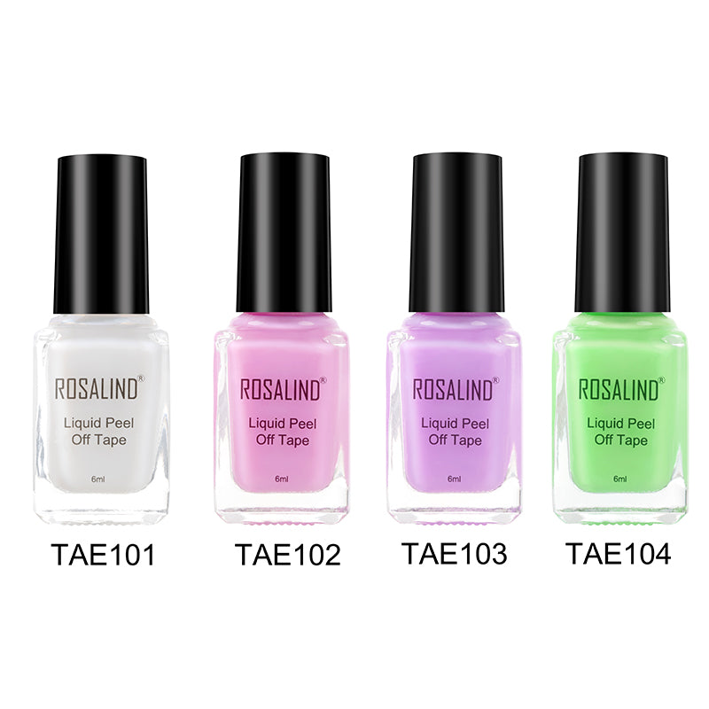 Rosalind Simply Peel Liquid Latex for Nails 6ml Nail Polish Protector for Fingers 4 colors Nail Peel Off Liquid Tape Peel Away Liquid Nail Tape Nail Polish Guard Nail Latex Peel Off