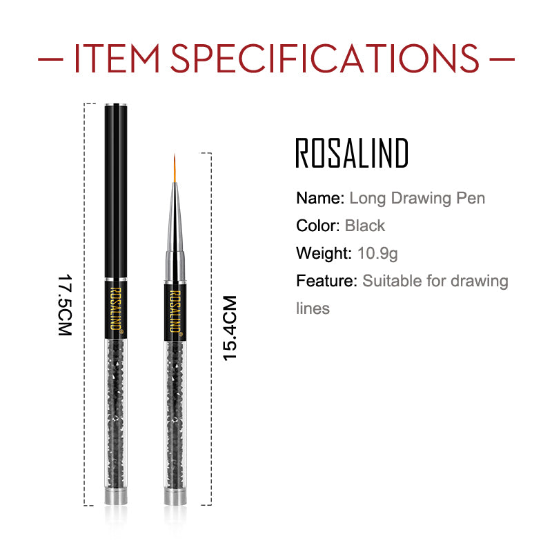 ROSALINDĀ Nail Art Design Acrylic Handle Brush Pen UV Nail Gel Brush