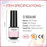 ROSALIND 80 Colors Mini Soak Off Gel Polish Bright For Nail Art Design LED/UV Lamp SKU FA75