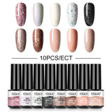 12/10/8PCS Pure Color Nail Gel Polish Set FXA