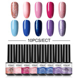 12/10/8PCS Pure Color Nail Gel Polish Set FXA