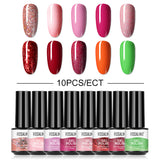 12/10/8PCS Pure Color Nail Gel Polish Set FXA