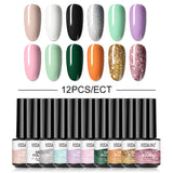 12/10/8PCS Pure Color Nail Gel Polish Set FXA