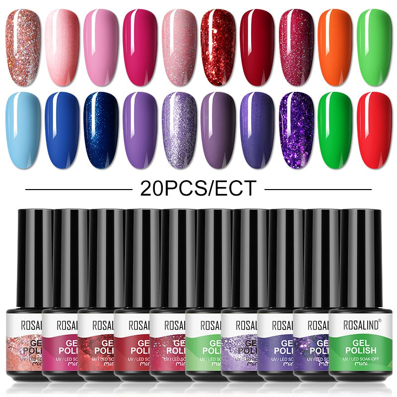 ROSALIND Mini Soak Off Gel Polish Set 20PCS Set Bright For Nail Art Design LED/UV Lamp