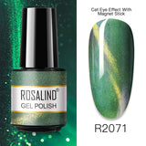 ROSALIND Soak Off 5ML Gel Polish Kit Cat Eye Gel Polish With Magnet Stick Tool Nail Gel Bright For Nail Art Design LED/UV Lamp