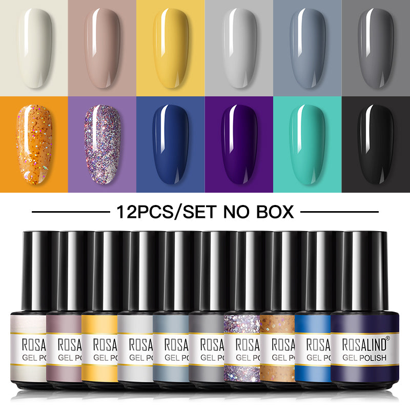 ROSALIND Mini Soak Off Gel Polish Set 6PCS Set Bright For Nail Art Design LED/UV Lamp