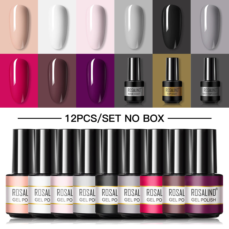 ROSALIND Mini Soak Off Gel Polish Set 6PCS Set Bright For Nail Art Design LED/UV Lamp